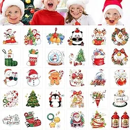 MAYCREATE® 30 Sheet Cartoon Christmas Temporary Tattoos Waterproof Colorful Face Stickers Festive Holiday Makeup Body Temporary Stickers for Arm, Hands, Face-picture-25