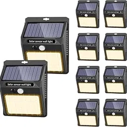 Solar Lights Outdoor [10Pack/3Modes], Solar Security Lights Solar Motion Sensor Lights Wireless Waterproof Outdoor Lights for Garden Fence Patio Garage (Yellow)-picture-21
