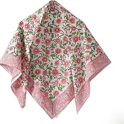 ravaiyaa - attitude is everything Sanganer Hand Block Printed Scarves Pure Cotton Scarf Square Hijab Dupatta 40" X 40" Inch image 1