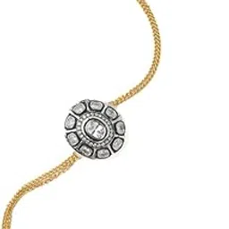 vivinia by vidhi mehra Gold Plated Black Unisex Diamond Rakhi Bracelet-picture-28