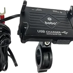 BOBO BM2 Aluminium Waterproof Bike/Motorcycle/Scooter Mobile Phone Holder Mount with 2.5A USB Charger, Ideal for Maps and GPS Navigation (Black)-image-2
