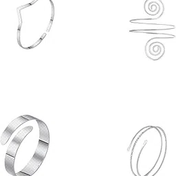 indusoire 4PCS Arm Cuff Jewellery for Women,Silver Geometric Arm Cuff Bracelet for Women, Adjustable Armlet, Stylish Arm Bracelet for Casual Wear, Evening Events, Parties, Weddings, Beach Outings, Workout Sessions-picture-32