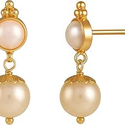 cute gold Gold Plating Pearl Drops Earrings for Women and Girls with Beads | Birthday Gift for Women and Girls (AE-016)-picture-29