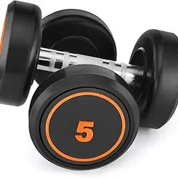 Fitness Guru® Iron Casting Rubber-Coated Dumbbells, Set of 2, 5 kg Pair (10 Kg Total)-picture-64