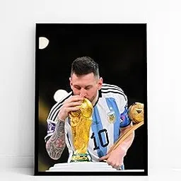 SINCE 7 STORE Lionel Messi World Cup 2022 Winner Framed Poster (8x12 Inches) for Gifting/for Room Decor/for Football Fans (Black)-picture-24