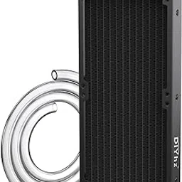 DIYhz Water Cooling Computer Radiator, 12 Pipe Aluminum Heat Exchanger Liquid Cooling Radiator Heat Sink 240mm for CPU PC Laser Water Cool System DC12V Black with Tube-picture-37