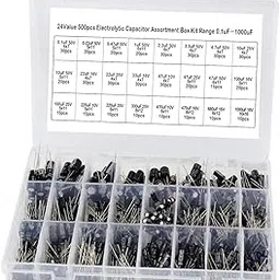 REES52 24Value 500pcs Electrolytic Capacitor Assortment Box Kit Range 0.1uF－1000uF Capacitor kit-picture-58