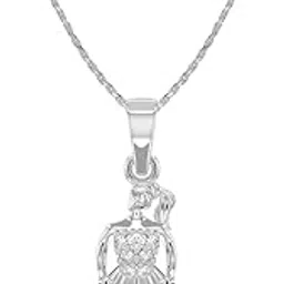 925 Sterling Silver Princess Pendant Chain Necklace | Rhodium Plated, Swiss Zirconia | Gift for Women and Girls-image-89