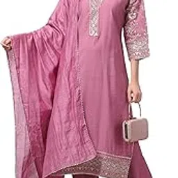 womenr Silk Blend Embroidered Salwar Suit Set for Women with Dupatta | Straight Kurta & Pant Set.-picture-37