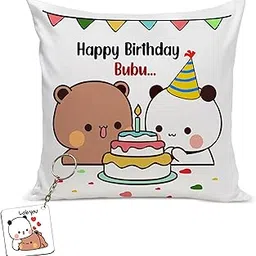 Bubu Dudu Cushion Love Gift for Birthday | Gift for Wife Cushion Cover with Filler AT-40-picture-30