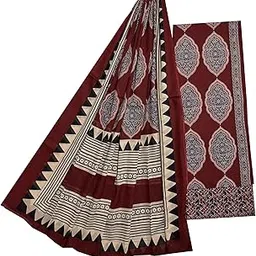 gk fashion Women's Dress Material Cotton Suit Ajrakh Print Unstitched Salwar Dupatta 3PC Set Free Size Red Jaipuri U-picture-12