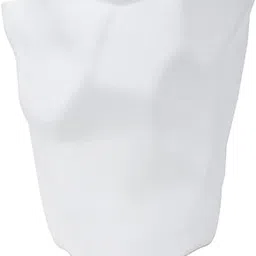 Small Plastic Geometric Design Trash Can, Trash Can for Bathrooms, Laundry, Kitchens, Offices, Kids Rooms, Bedrooms. 3.9 Gallon (White)-image-63