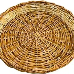 INDIANA CRAFTS Round Multipurpose Cane Bamboo Handmade Eco Friendly Basket for Chapati/Roti in Brown natural Colour Size 9 * 9 * 2 inches.-image-17