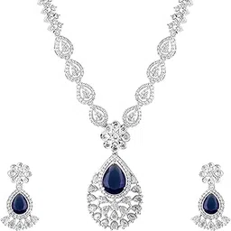rubans Cubic Zirconia Embellishments Necklace Set for Women & Girls | Handcrafted Jewelry | Ideal for Weddings, Ethnic Wear & Festive Occasions-picture-20