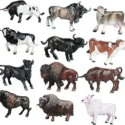 12x Cow Animal Model Miniature Simulation Animal Figures for Collection Kids | Educational | Science & Nature |12 Animals Cow Model-picture-32