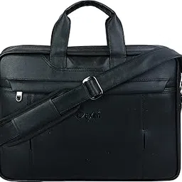 exim Professional Laptop Messenger Bag, Black VeganLeather Messenger Bag, Adjustable Shoulder Strap Office Bag For Men and Women-picture-18