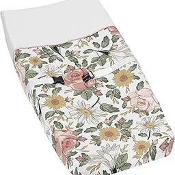 Sweet Jojo Designs Vintage Floral Boho Girl Baby Nursery Changing Pad Cover - Blush Pink, Yellow, Green and White Shabby Chic Rose Flower Farmhouse-image-21