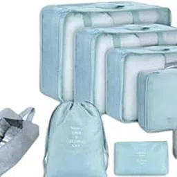 (Multicolor) Travel Organizer 7 in 1 Travel Laundry Cosmetics Luggage Packing Organizers Set Makeup Bags Organizer Packing Cubes with Shoe Bag for travel, Nylon| SB-P13320-image-82