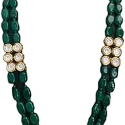 aamrapali silver gems 2-Line Green & Golden Necklace - Rich Multicolor Beads for a Luxurious Look-picture-46