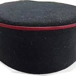 ARUNA Himachali Kullu Patti Woolen Topi/Cap for Men & Women Plain Black with red Strip-picture-24