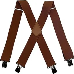 5CM X Type Leather Suspenders for Men with 4 Clips and Elastic Adjustable Straps-image-35