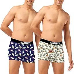 klown Pack of 2 Printed Trunk for Men | Cotton Blend | Soft & Stretchable | Stylish Men's Underwear | Comfortable Fit | Assorted Prints | Innerwear for Men |White::Green::Dark Blue-picture-42