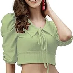 siril Women's Lycra Solid Regular Fit Crop Top-picture-16