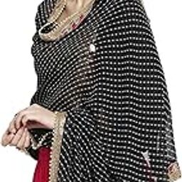 dupatta bazaar Women's Black Georgette Muthra Dupatta with Gotta Patti Border-picture-43