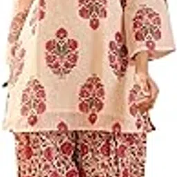 ethnicjunction Women's Linen Floral Print Summer Wear Straight Short Kurti with Afghani Pant Set | Kurta Pant Set | Office wear Kurta Set | Vacation wear Kurta Set-picture-23