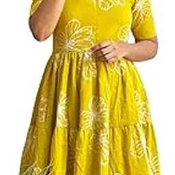 da desi art Women's Rayon Floral Printed Midi Dress Short One Piece | Casual Wear-picture-12