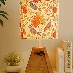 Homesake® Wood Table Lamp, Modern Base Fabric Lampshade for Home Office Cafe Restaurant, Pyramid, (Multi)-picture-29