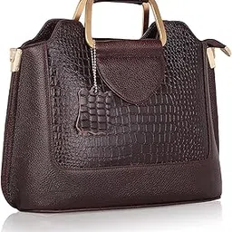 Full-Grain Cro Combination Leather Top-Handle satchels With Shoulder Strap For Women Size- L-11 X H-8 x W- 4.5 Inch-image-35