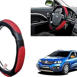WolkomHome Ring Type Car Steering Wheel Cover (UT Black Red Netted) for KWID Climber-picture-26