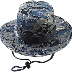 devil Camouflage Summer Outdoor Boonie Hunting Fishing Safari Bucket Sun Hat with Adjustable Strap (Blue Camo)-picture-26