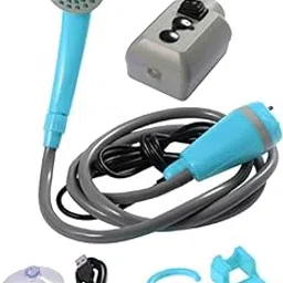 Merishopp Portable Camping Shower Pump Compact 12V for Dog Cleaning Hiking Blue Sporting Goods|| Outdoor Sports|| Camping & Hiking|| Camping Hygiene & Sanitation|| Portable Showers & Accessories-image-90