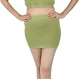 blissence Solid Collard Top with Mini Skirt Set for Women Teen-picture-38