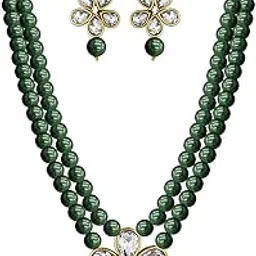 i jewels Gold Plated Traditional Kundan & Pearl Studded Necklace Jewellery Set For Women (ML311)-picture-12