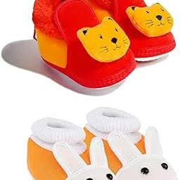 mynekids Pack of 2 Teddy Style Cotton Smart Denim Anti Skid and Rabbit Style Soft Socks for 6 to 12 Months for Baby Boy & Girl,Multicolor Booties Combo-picture-18