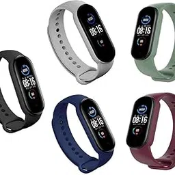 TechMount Wristband Soft Silicone Adjustable Replacement Combo Band Straps Compatible with Xiaomi Mi Band 5 / Mi Band 6 -Set of 5-picture-13