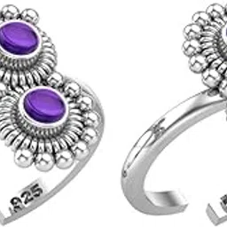 peenzone 925 CZ Silver Amethyst Toe Rings (Leg Finger Rings) In Pure 92.5 Sterling Silver For Women | Toe Rings for Women and Girls | Chandi Bichiya-picture-30