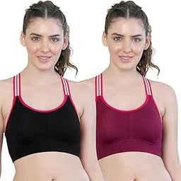 k lingerie Charlet Women's Criss-Cross Back Cookie Cups Insertion High Impact Sports Bra | Pack of 2-picture-28