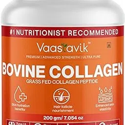 Vaastavik Hydrosized Collagen Peptide Type 1 & Type 3 Grass Fed 200 gm Unflavored (Bovine Collagen)-picture-20