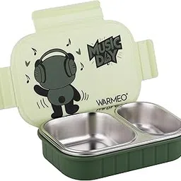 WARMEO Goofy Insulated Lunch Box with Two Compartment BPA Free, Kids Lunch Box,Food Grade Ideal for School, Picnic, Office & Outdoor - 500ml Green, Stainless Steel-picture-18