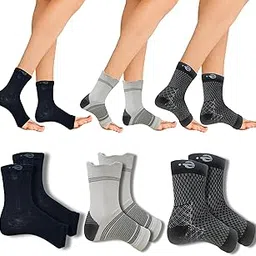Ecosync Open Toe Bamboo Cotton Neuropathy Compression Socks – Pain Relief, Moisture-Wicking, Breathable, Soft & Comfortable, Eco-Friendly – Combo Pack of 3 (Black + Classic Trio + Dot Black), Unisex-image-45