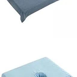 HEAVENGLOW 2X Cotton Half Table Cover Salon Bed Face Hole Towel Pink Sky Blue Navy Blue | Massage-image-18