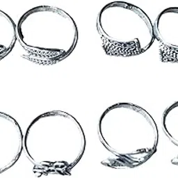 pv jewels Women & Girls Metal Fancy Glossy finish Toe Ring Adjustable Bichiya/Leg Finger Ring_Combo_4 (A_C_P_110835_Silver)-picture-17