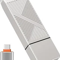 EASTBULL 128GB exFAT32 USB 3.0 Flash Drive with a USB C Adapter, Fast-Speed Thumb Drive Metal Pen Drive 128 G Memory Stick for Storage and Backup (Silver, with USB C 3.0 Adapter) image 1