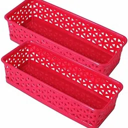 Wonder Homeware Alexa 9 Multipurpose Tokri for Drawer Dividers/Storage Tokri, Set of 2 Pcs, Red Color-picture-15