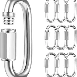 10 PCS 1.6 Inch Quick Link, Heavy Duty Chain Link, 304 Stainless Steel Screw Chain Connector, 1/8" D Shape Links Locking Carabiner, Chain Hook, 551 Lbs Capacity-picture-18