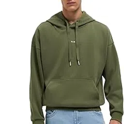 the bear house Men's Solid Cotton Blend Relaxed Fit Hoodie with Kangaroo Pocket-picture-16